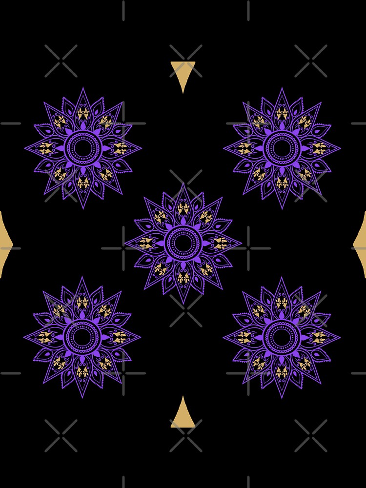 Flower patterns violet on black by Chaoticzarts