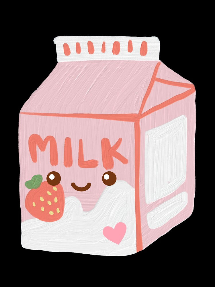 Kawaii Strawberry Milk Carton Sticker by Uryummypie