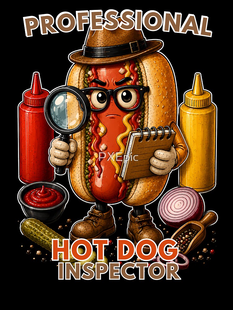 Professional Hot Dog Inspector – Funny Food Detective Design by PXEpic