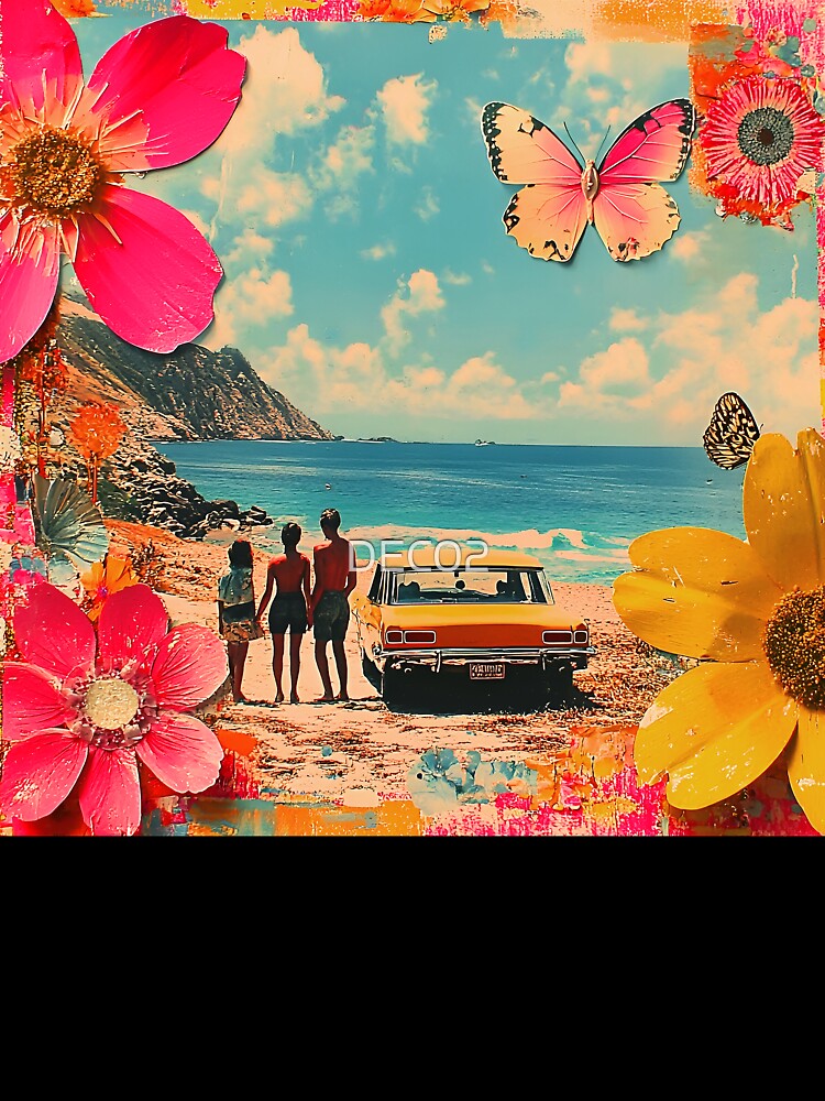 Nostalgic Pop Art Tropical Beach Vintage Postcard-Style by DEC02