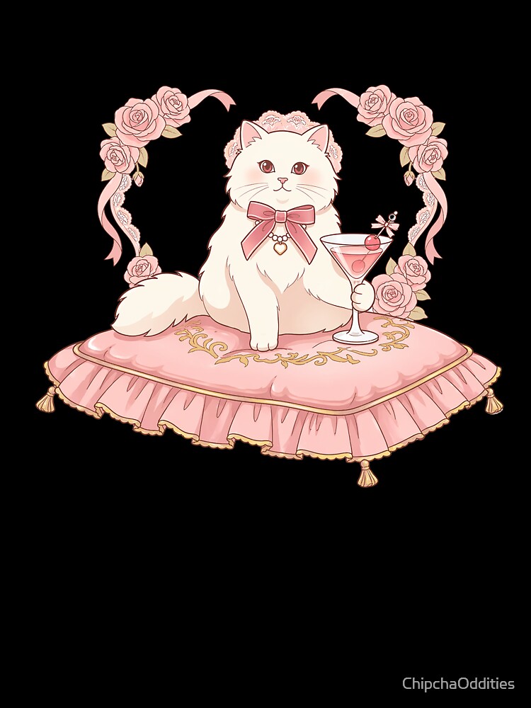 Coquette Cat Aesthetic Cute Vintage Cat Princess Soft Girl Pink Cat Design by ChipchaOddities