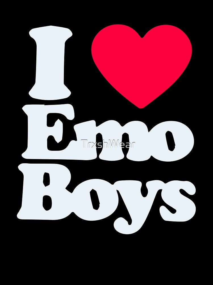 I Love Emo Boys Y2K Emo Aesthetic Scene Graphic Tee by TrxshWear