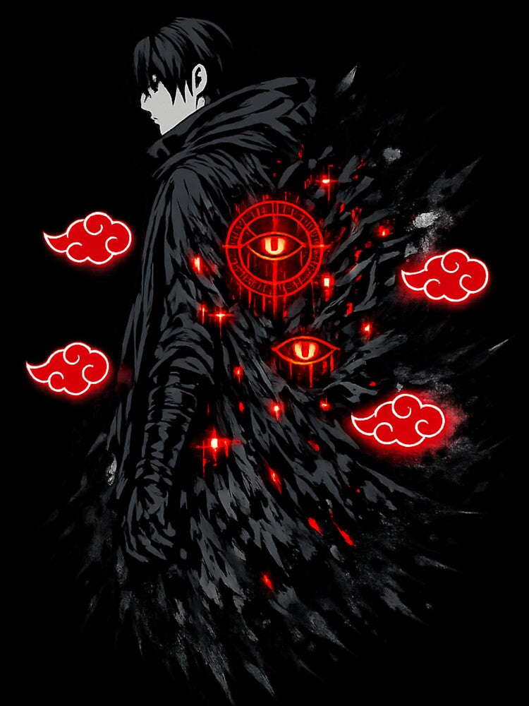 Dark Shadow Anime Warrior – Red Eye Aura Streetwear T-Shirt | Gothic Anime Graphic Tee by NituHub