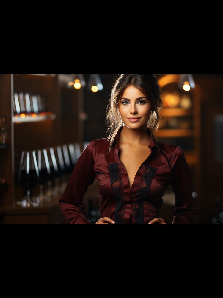 Lady Sommelier Decanting Wine for Upscale Restaurant by TheBrainArt