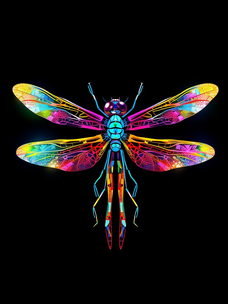 Dragonfly Neon Pop Art 5 by AstroRisq