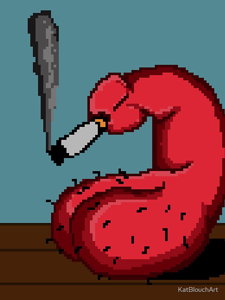 "Cigarette Break Pixel in Red" by KatBlouchArt
