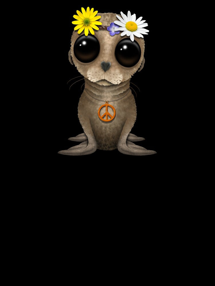 Cute Baby Sea Lion Hippie by JeffBartels