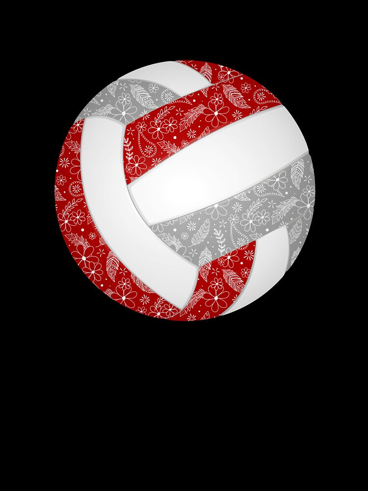 Boho feathers paisleys red gray volleyball by katzdzynes