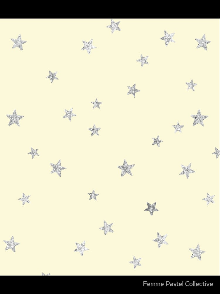 Pretty Y2K Glitter Stars Design in Baby Yellow by Femme Pastel Collective
