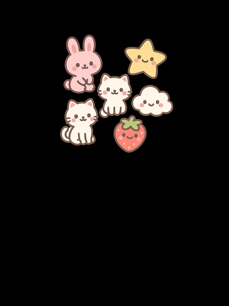 Kawaii Cute Characters – Pink Bunny, Cat, Star, Cloud & Strawberry | Pastel Aesthetic Art by Steinart