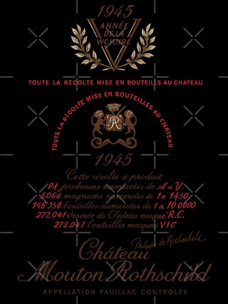 Château Mouton Rothschild 1945 Wine Label | Vintage Bordeaux Art | French Wine Poster | Rare Historic Label Decor by WAUZ