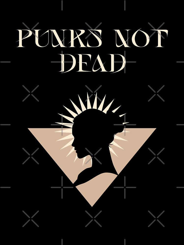Women's Punk Sunburst Silhouette T-Shirt - Punk's Not Dead by GorinART