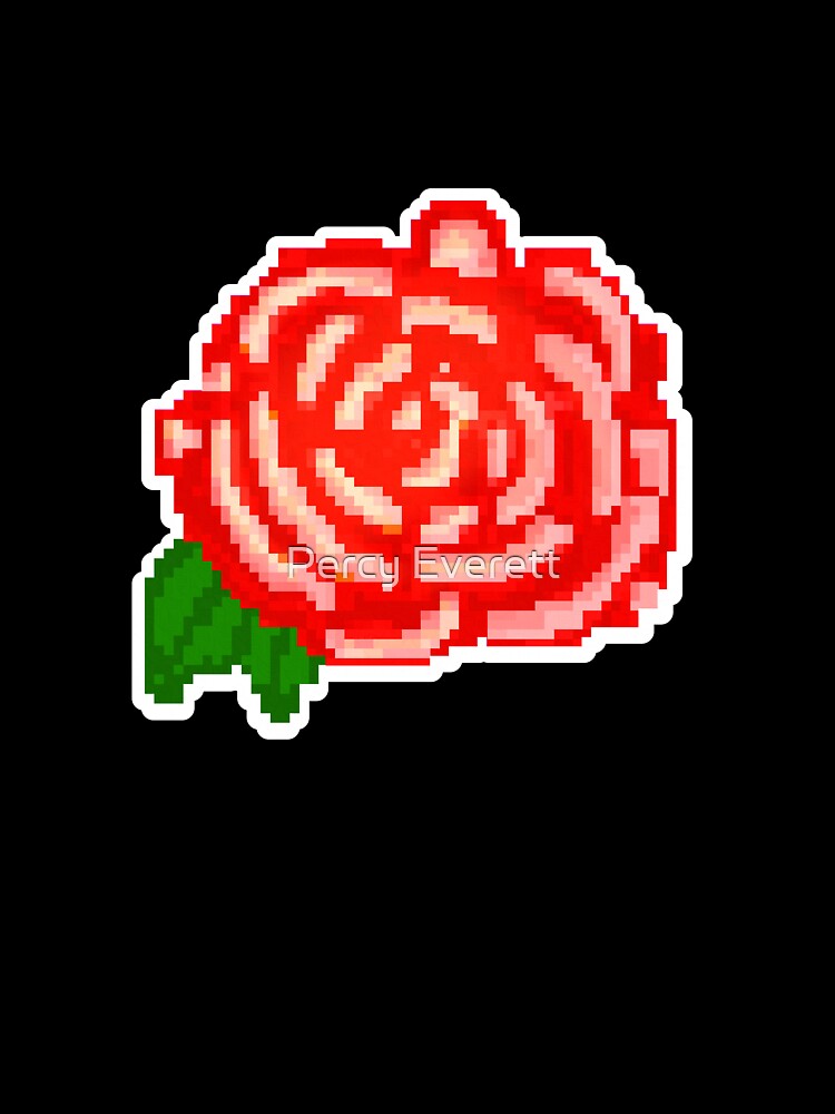 Red Pixel Art Rose by Percy Everett