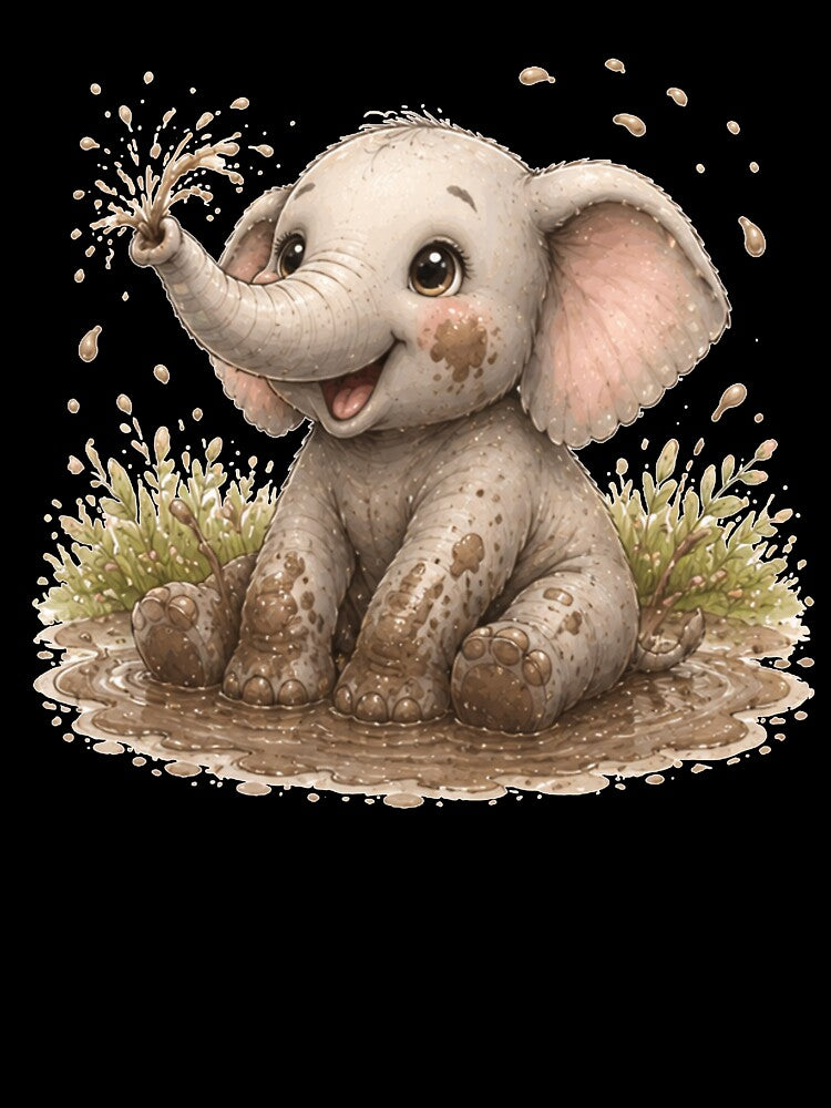 An elephant playing in the mud by Savnyy