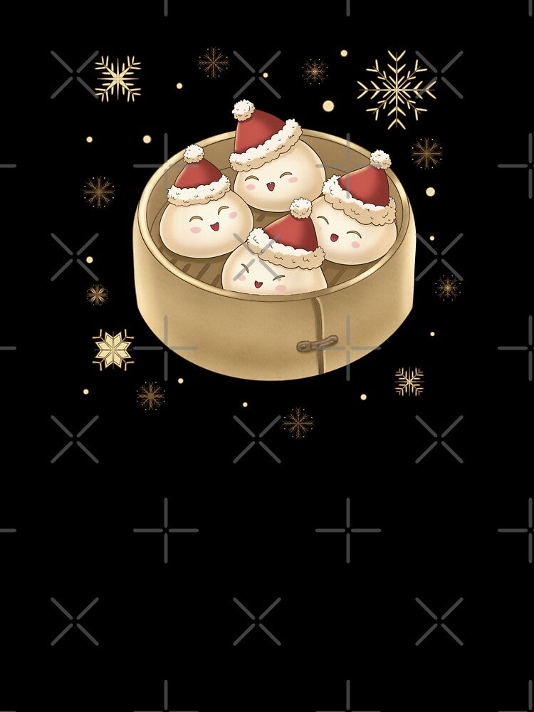 Cute Christmas Dumplings | Smiling Santa Hat Food Design by Xatutik.art