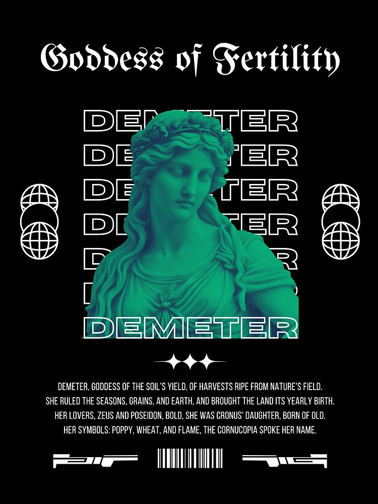 Demeter in Cyberpunk Era Graphic Tee Back Print by ZeroPointCol
