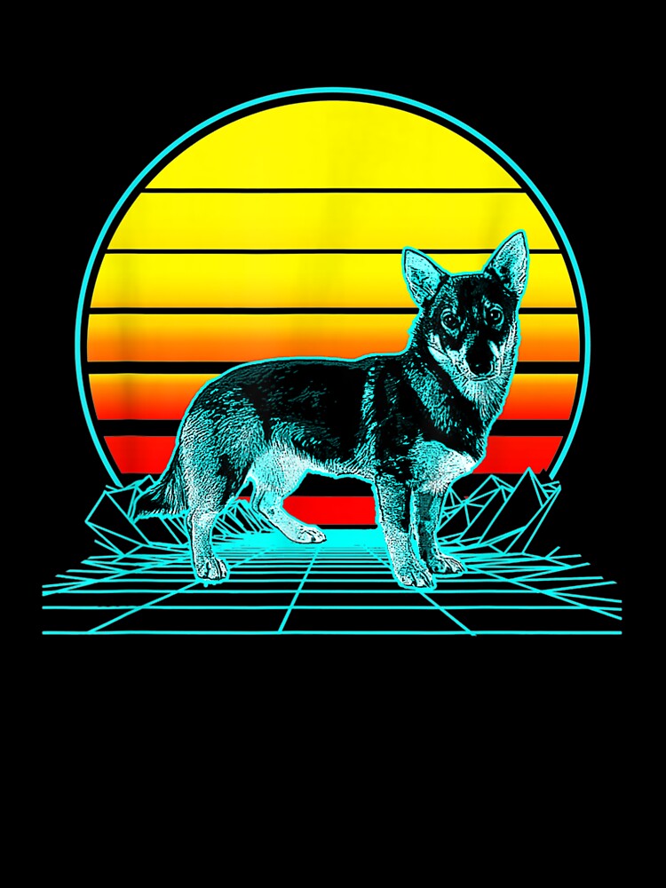 Retro Vintage Sunset Swedish Vallhund by shirleyfinley