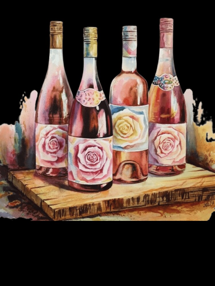 Watercolor Rose Wine Bottles by ArtQueen777