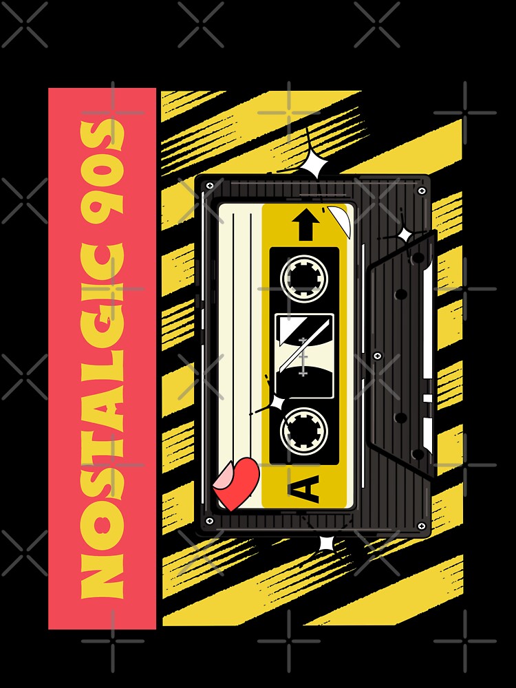 Nostalgic 90s Artwork with Classic Cassette Tape Illustration by deepakrode7