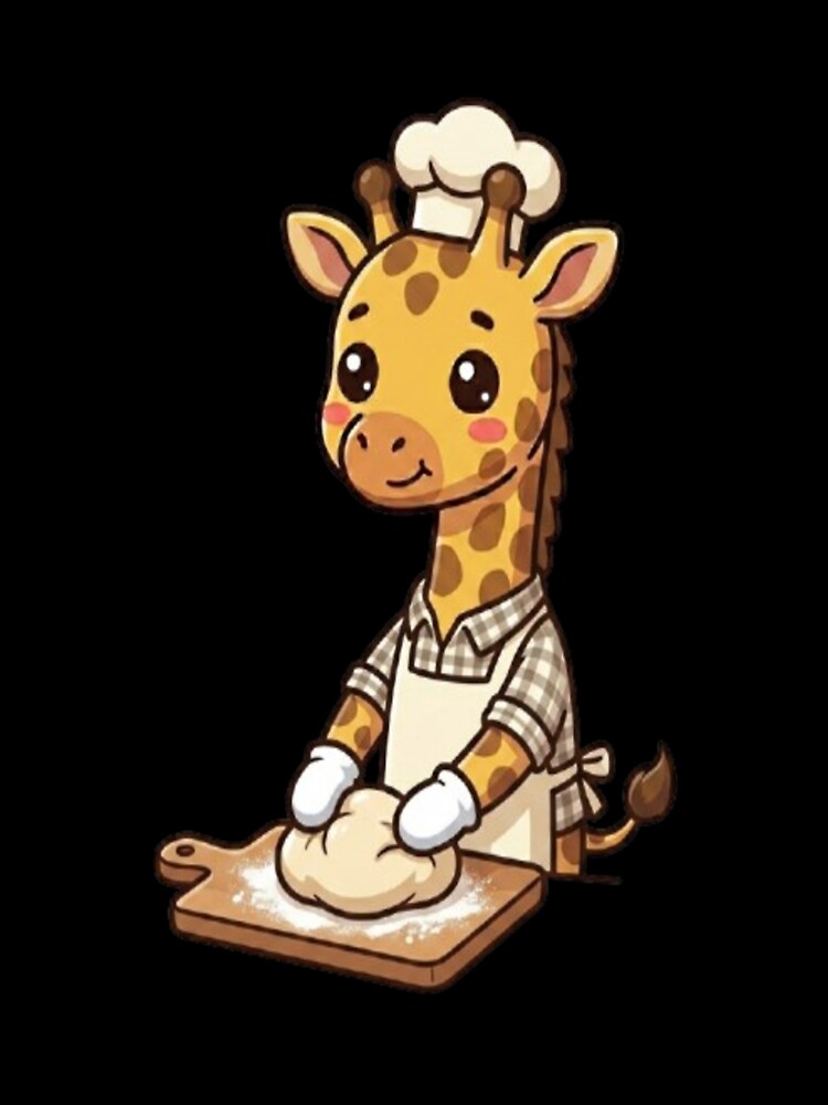 Cute Giraffe Baker Kneading Dough by Ella_Sketch