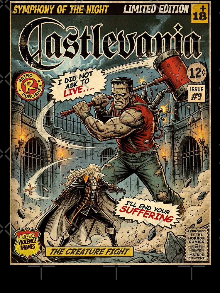 Castlevania The Creature Fight Vintage Comic Cover Art by Back2Collage