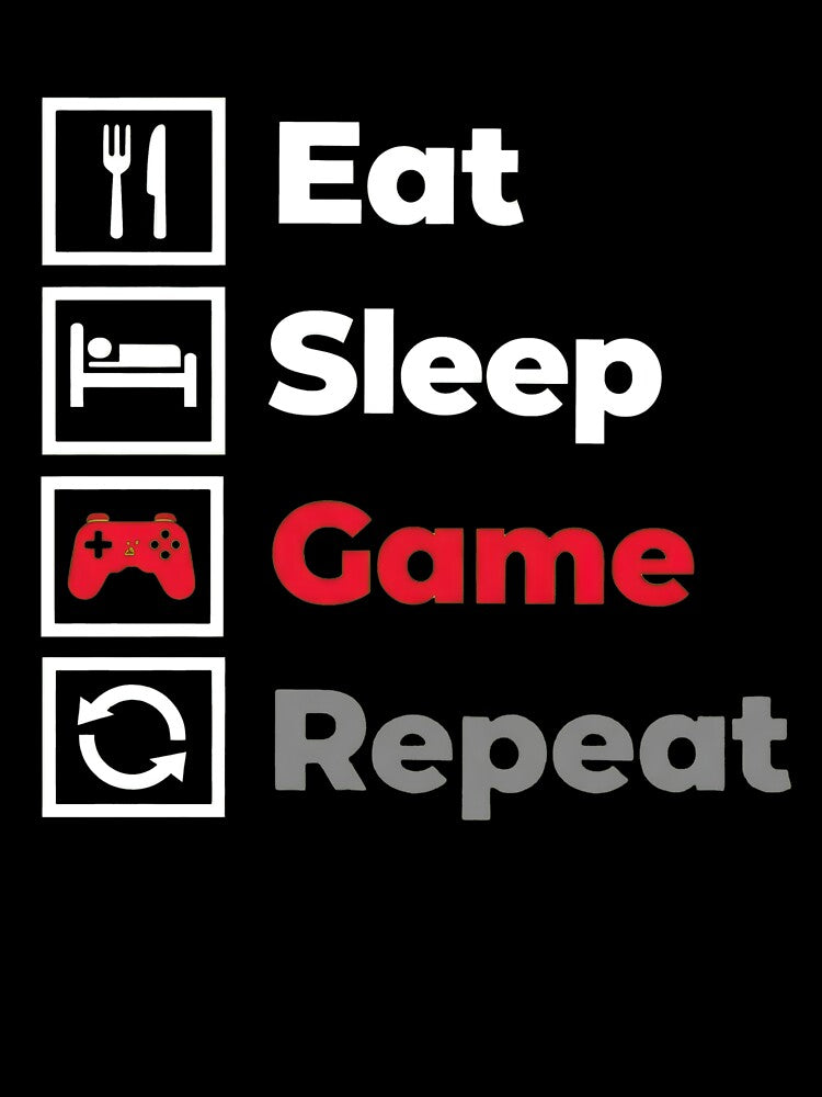 Gaming T-Shirt – Eat Sleep Game Repeat Organic Cotton Unisex Gamer Tee by OlyvieArt