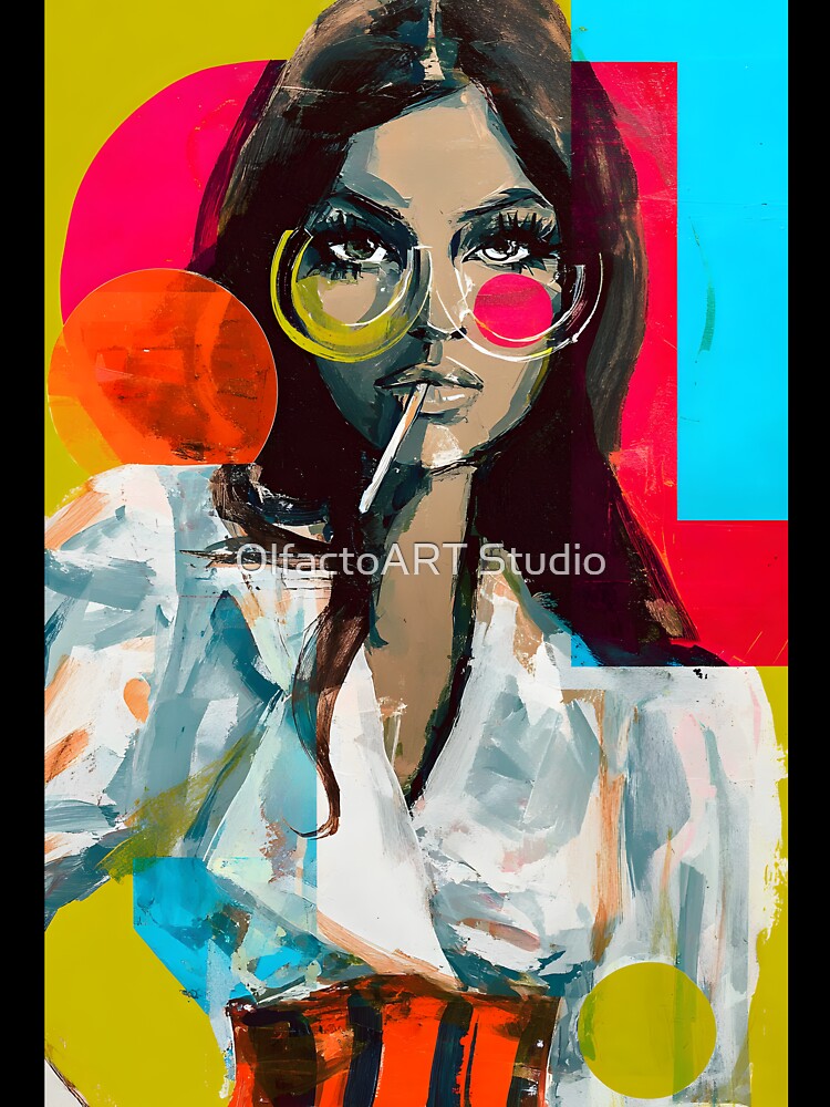 Embrace Bold Pop Art Style with a Fashionable Woman in Oversized Round Glasses by OlfactoART Studio