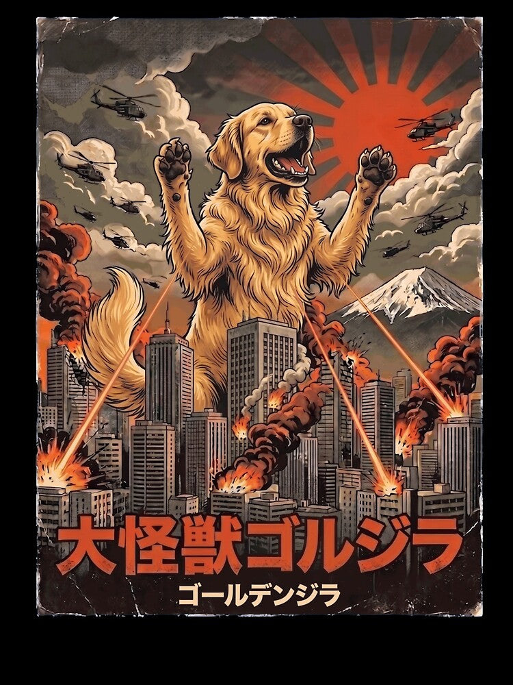 Golden Retriever Dogzilla Japanese Fuji Art Dog Owner by DoodleTortle