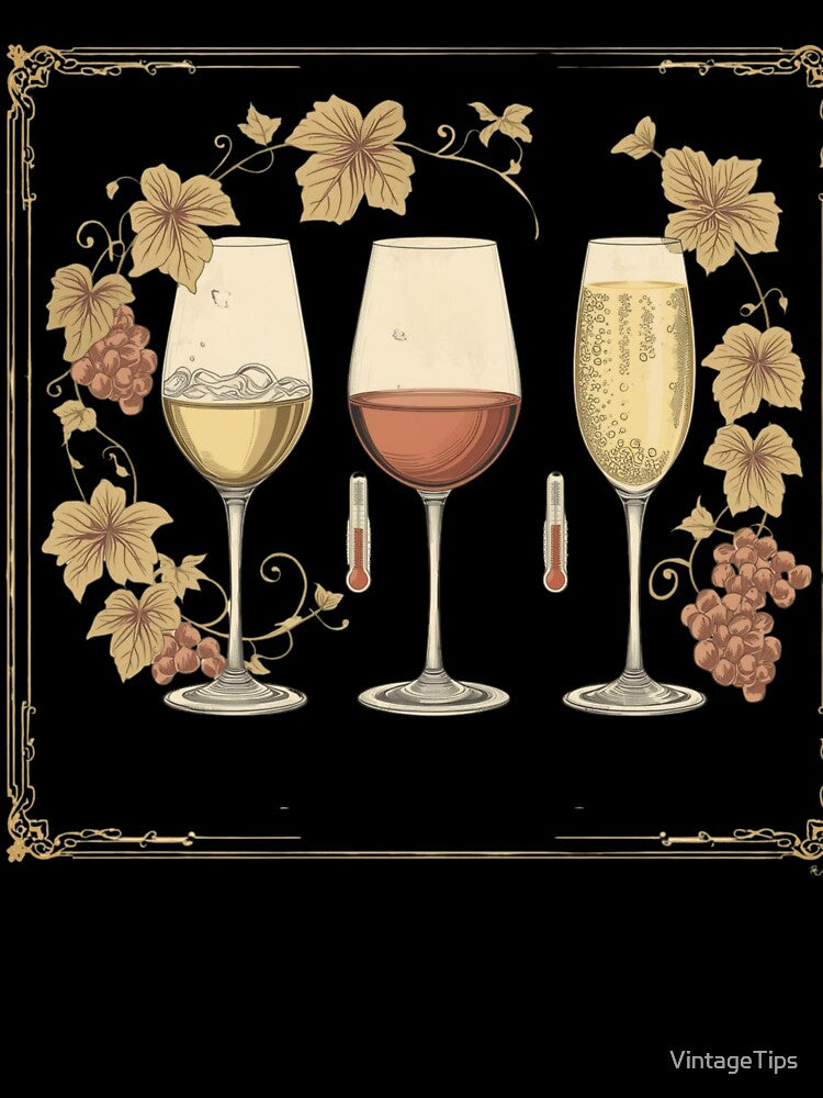 Wine Serving Temperature Guide – Elegant Vintage Illustration by VintageTips