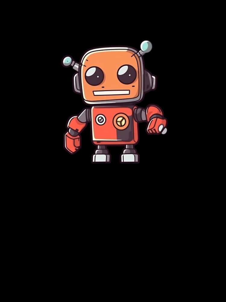Fun Futuristic Robot Cartoon, Orange and Red by jakeparco