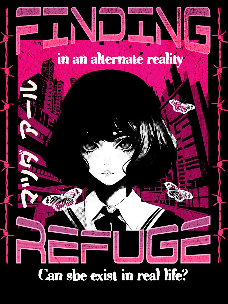 Finding refuge anime t-shirt/sweatshirt/hoodie.  Figure patch merch wallet cosplay tshirt. Jacket compression y2k couple shirt.  Gift for sad girl lover vintage tee. by QTR Designs