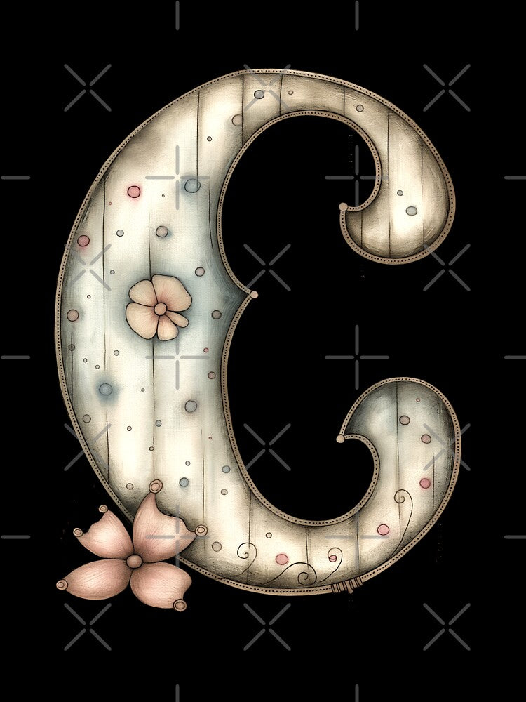 Fancy Fantasy Letter C Grunge Style Monogram by FernLiz