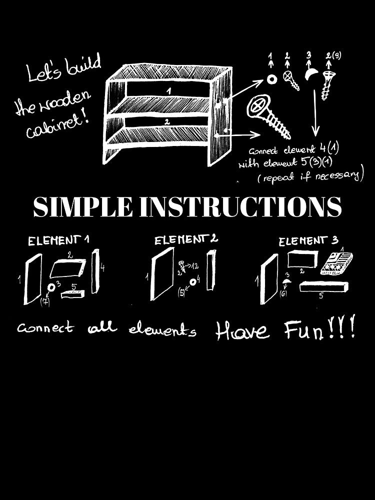 Simple Instructions Funny Ironic Dark Ink Art by Vesivariart