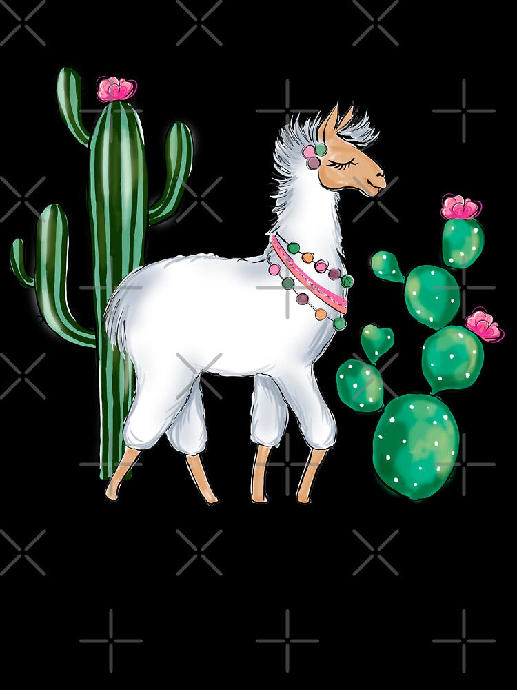 Lama and succulents cute illustration by Lalanacliparts