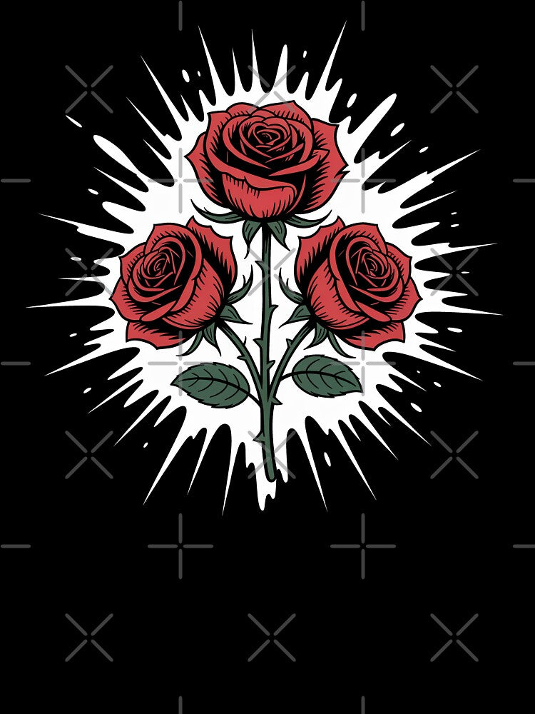 Three Gothic Roses Burst Background Tattoo Dark Floral Art by Say It With Ink
