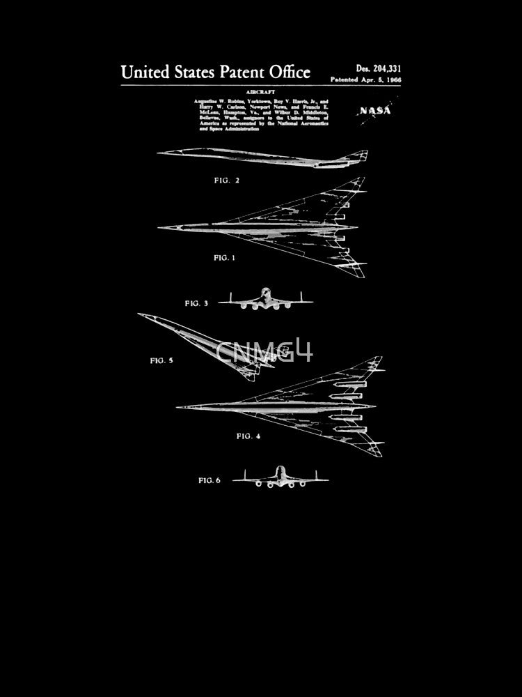 NASA Supersonic Airplane Patent White T-Shirt_2584276 by CNMG4