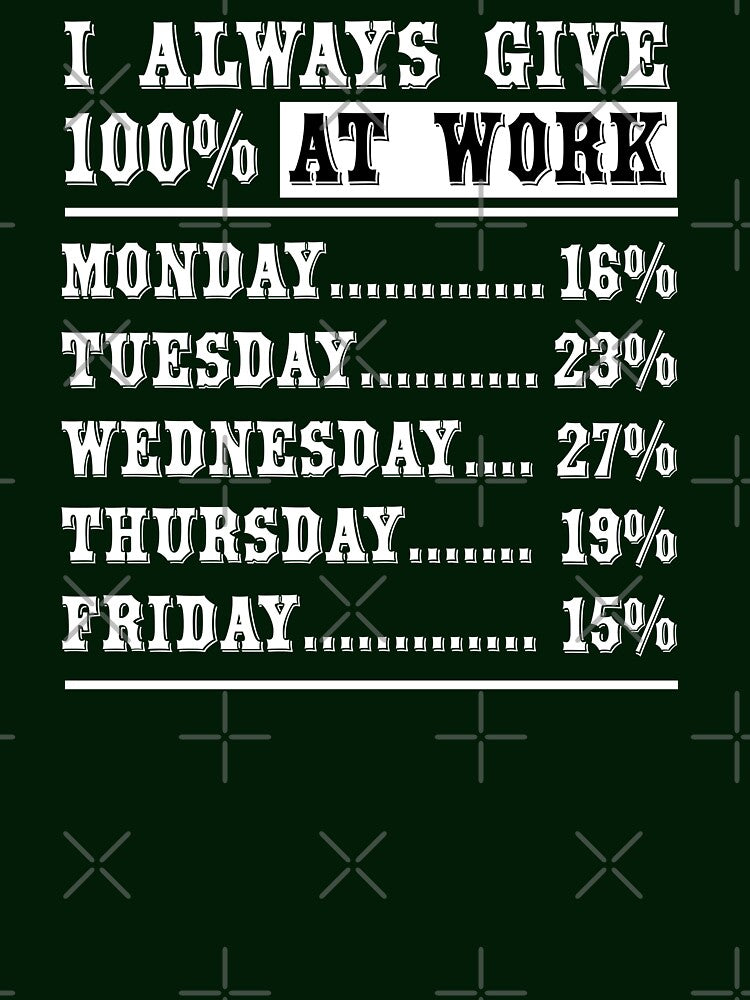 I Always Give 100 Percent At Work by teeperfect