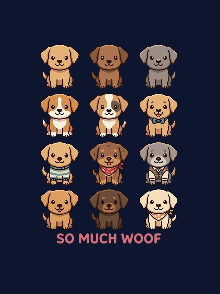 So Much Woof Cute Puppy Breed Grid Pattern by GiggleInkTees