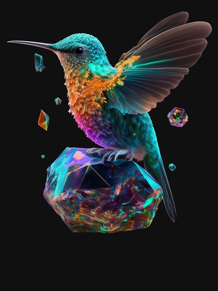 Psychedelic Hummingbird and Space Crystals by SCHummingbirds