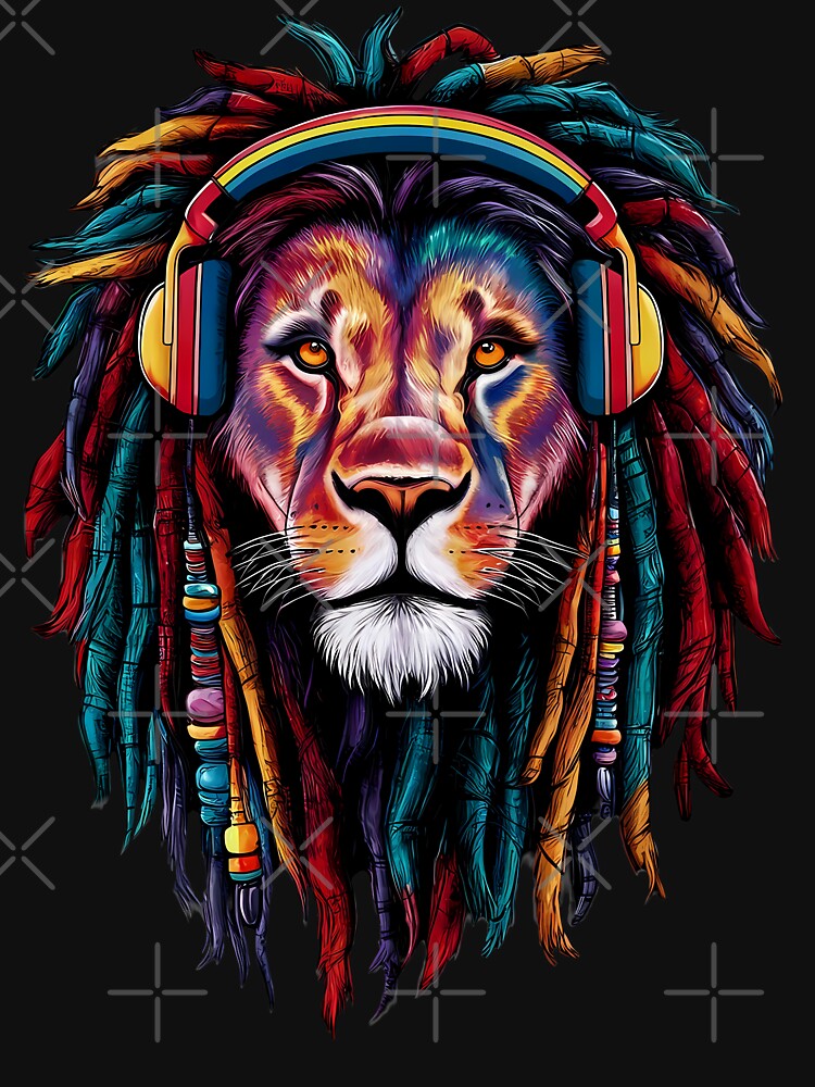 rasta lion with headphones by atouchofdream