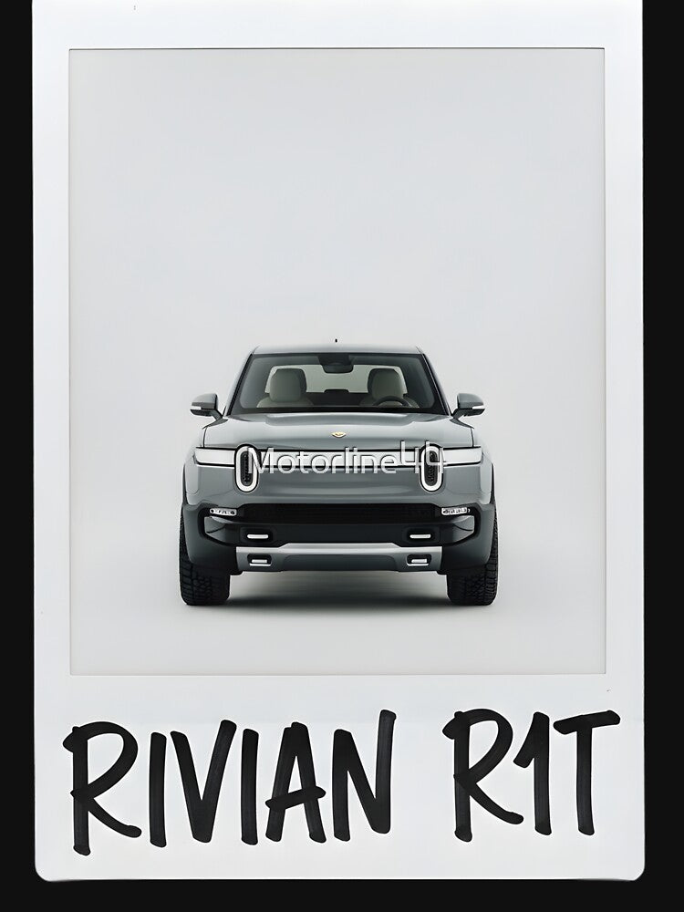 Rivian R1T Electric Adventure Truck Modern Minimalist Polaroid Art by Motorline44