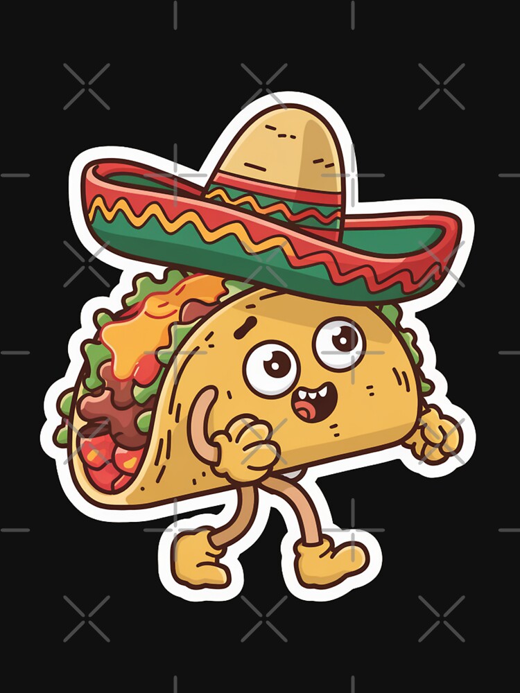 Cheerful Taco with Sombrero Cartoon by yasarstore