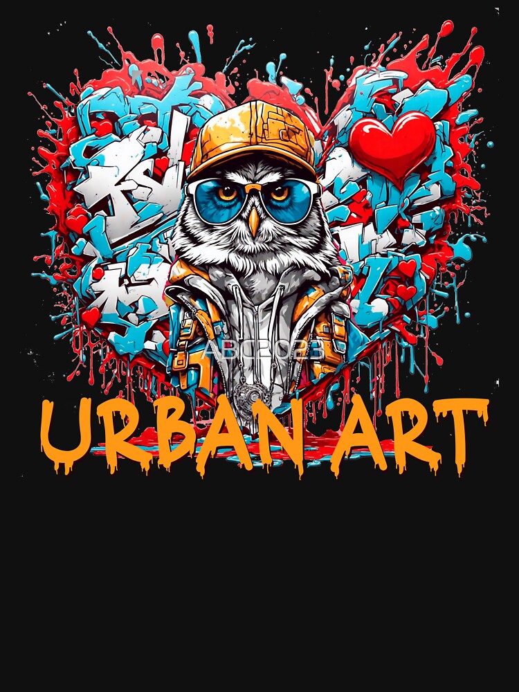 Urban heart graffiti with owl by PETS ABC