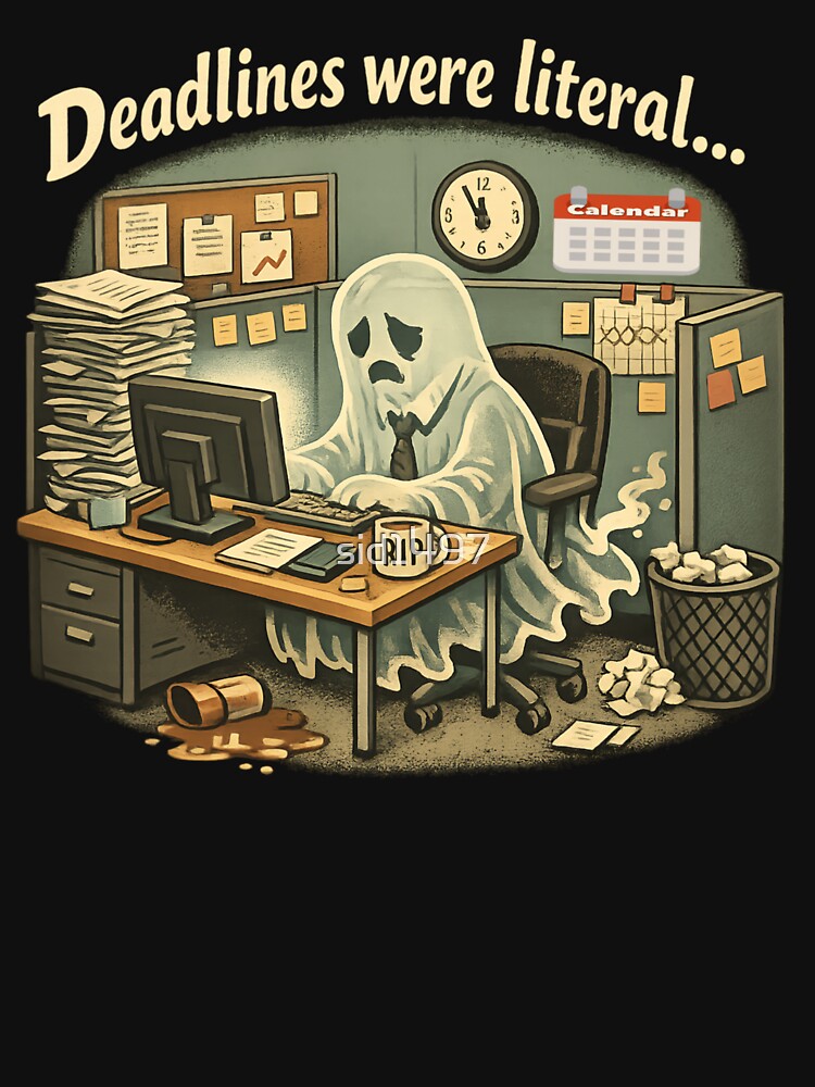 Deadlines Were Literal – Corporate Burnout Ghost Funny Office life by SidTastic