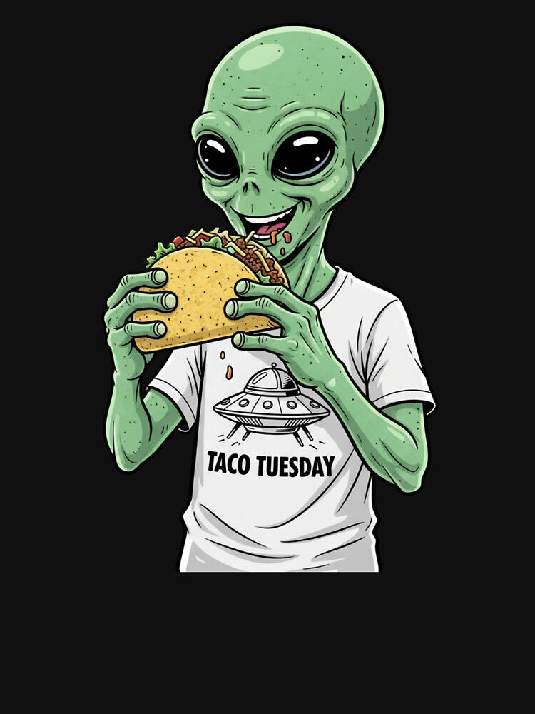 Alien Eating Taco – Taco Tuesday Funny Alien Design by LintonGriffin