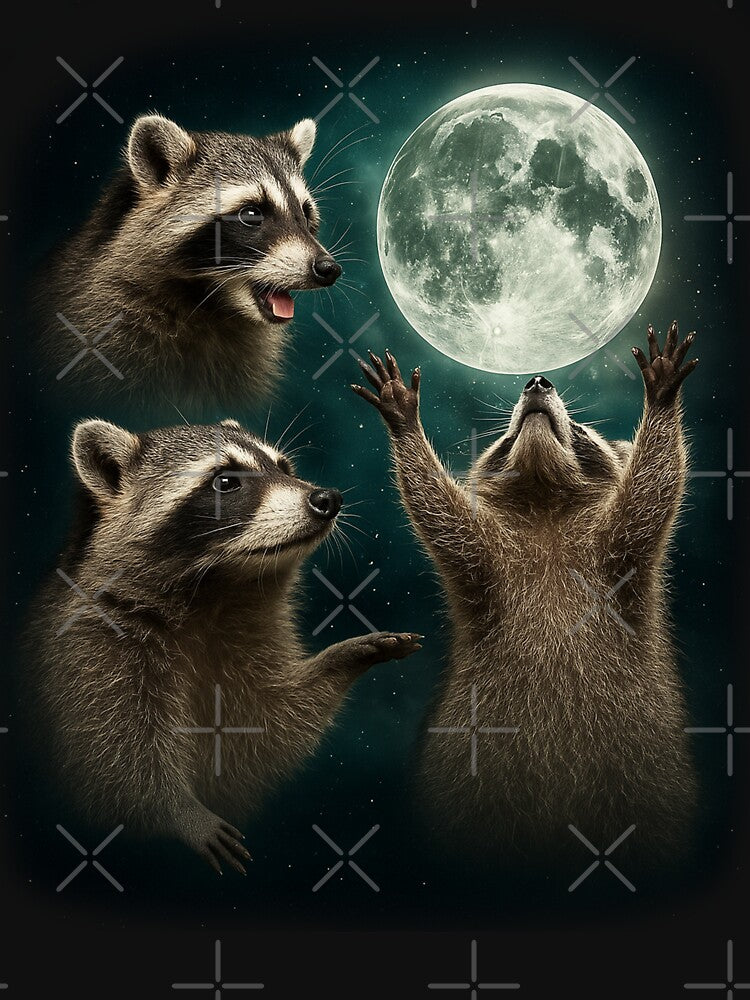 Raccoon 3 Racoons Howling At Moon Funny Weird Cursed by TynesDesign
