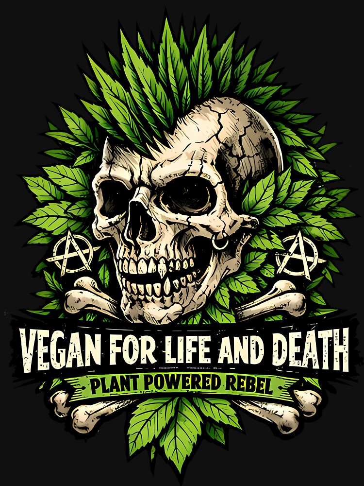 Vegan Punk Skull Plant Powered Rebel by Cat-butt-shirts