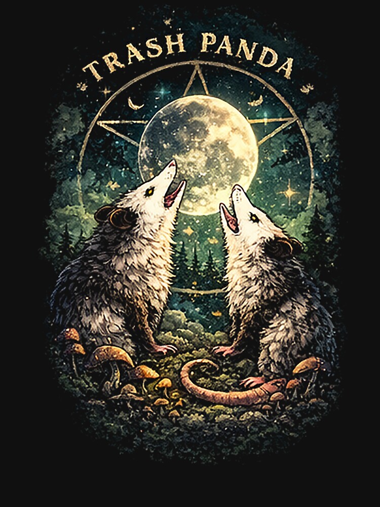 Trash Panda Opossum Under Moon – Funny Possum Night Forest Animal Design by didian03