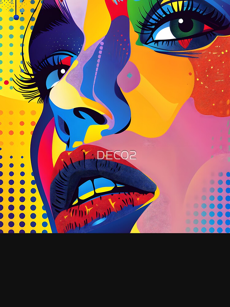 Pop Art Fantasy Female Face Vibrantly Colorful Design by DEC02