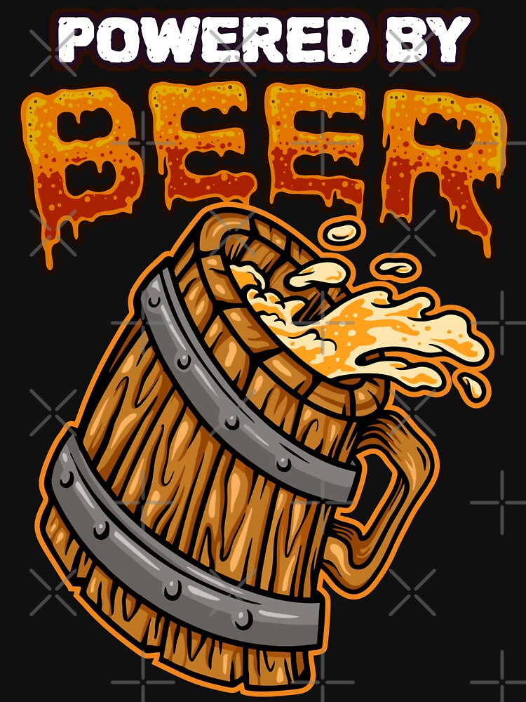 Powered by beer - Wooden Mug of Ale by BeerTeesAndMore